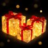 imageJOIEDOMI Christmas Lighted Gift Boxes Light Up Christmas Decorations Set of 3 Iridescent Present Boxes Xmas Boxe Light with LED Cool White for Indoor Porch Patio Holiday Xmas Eve Night DcorTransparent