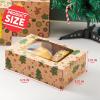 imageJOYIN 12 PCS Foiled Christmas Cookie Boxes for Gift Giving 875quot x 575quot x 275 Bakery Boxes with Window 3 Design Brown Kraft Cardboard Treat Box for Xmas Holiday Pastries Cupcakes Doughnut Wrap