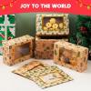 imageJOYIN 12 PCS Foiled Christmas Cookie Boxes for Gift Giving 875quot x 575quot x 275 Bakery Boxes with Window 3 Design Brown Kraft Cardboard Treat Box for Xmas Holiday Pastries Cupcakes Doughnut Wrap