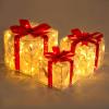 imageJOIEDOMI Christmas Lighted Gift Boxes Light Up Christmas Decorations Set of 3 Iridescent Present Boxes Xmas Boxe Light with LED Cool White for Indoor Porch Patio Holiday Xmas Eve Night DcorTransparent