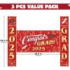 imageJOYIN 3 Pcs Graduation Decorations Class of 2025 Large Graduaiton Banner Set 2025 Red Congrats Grad Party Backdrop and Banners Hanging Porch Supplies for College Graduation IndoorOutdoor DecorRed