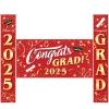imageJOYIN 3 Pcs Graduation Decorations Class of 2025 Large Graduaiton Banner Set 2025 Red Congrats Grad Party Backdrop and Banners Hanging Porch Supplies for College Graduation IndoorOutdoor DecorRed