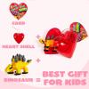 imageJOYIN 24 Packs Valentines Day Cards with Dinosaur Building Blocks Filled Hearts for Party Favor Classroom Exchange Prize Valentines Greeting Cards