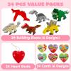 imageJOYIN 24 Packs Valentines Day Cards with Dinosaur Building Blocks Filled Hearts for Party Favor Classroom Exchange Prize Valentines Greeting Cards