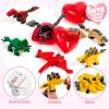 imageJOYIN 24 Packs Valentines Day Cards with Dinosaur Building Blocks Filled Hearts for Party Favor Classroom Exchange Prize Valentines Greeting Cards