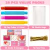 imageJOYIN 28 Packs Valentines Cards with Pop Tubes for Kids Pop Tubes with Gift Cards Set Stretchy Stress Relief Fidget Toys for Kids Classroom Valentines Day Party Favors Classroom Gifts