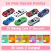imageJOYIN 28 Valentines Day Gifts Cards with DieCast Racing Cars Vehicle for Kids School Classroom Exchange Party Favor Gift Supplies