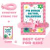 imageJOYIN 30 Pack Valentines Day Gift Cards with Multicolor Stretchy String Toys Set Unicorn Noodle Toys Stress Relief Fidget Toys for Kids Valentine Party Favors Classroom Gift Exchange Game Prize