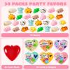 imageJOYIN 30 Packs Heart Gift Cards with Mix Critter Mochi Squishy Toys and Heart Shells Stress Relief Fidget Toys Squeeze for Kids Party Favors and Classroom Exchange