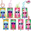 imageJOYIN 32 Pack Valentines Day Straws with Cards Colorful Crazy Reusable Drinking Straws for kids Classroom Exchange Prizes Party Favors Gifts
