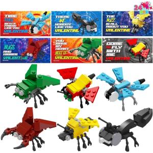 imageJOYIN 24 Packs Valentines Day Cards with Sea Animal Building Blocks for Gifts Party Favor Classroom Exchange Prize Valentines Greeting CardsInsect