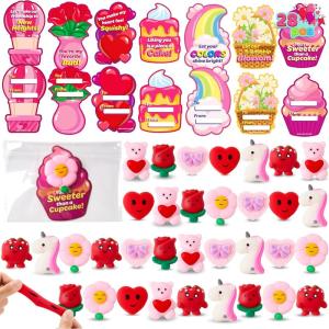 imageJOYIN 28 Packs Gift Cards with Mochi Toys Stress Relief Fidget Cute Miniature Novelty Squeeze Toys for Kids Party Favors School Exchange and Goody Bag FillersClassic Mochi