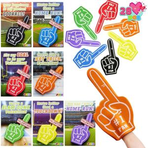 imageJOYIN 28 Pcs Valentines Day Foam Fingers with Cards for Kids Valentines Greeting Cards Classroom Exchange Gift for Kids Holiday Reward Prizes and Party Favor