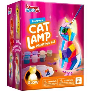 imageKlever Kits DIY Night Light Paint Your Own Cat Lamp Arts ampamp Crafts Kit School Activities Art Supplies Toys Painting Kits Birthday Gifts for Girls Boys Aged 6Cat