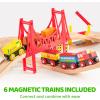 image110PCS Wooden Train Set  Toy Magnetic Trains with Wooden Track Set for Kids Ages 38 City Scene Railway Set Perfect Christmas Birthday Gift for Grandkids Toddlers Boys Girls110PCS