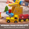 image60PCS Wooden Train Set  Toy Magnetic Trains with Wooden Track Set for Kids Ages 38 Construction Crane Railway Set Perfect Christmas Birthday Gift for Grandkids Toddlers Boys Girls60PCS
