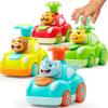 imageAnimal Toy Cars Toddler Toys for Boys Girls 4 Pack Press and Go Cars Including Elephant Monkey Giraffe and Lion Wind Up Toddler Gift Christmas Birthday Gift for Kids