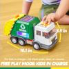 imageLED Garbage Truck Toy Set Includes Dumpster Toy Truck with Mode Switch ampamp Volume Control Trash Vehicle with Lights and Sounds Automatic Bump ampamp Go Car