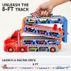 imageSYNCFUN Toddler Race Car Toys Kids Race Track Truck Toy 96quot Foldable 3 Layer Carrier Truck with 12 DieCast Metal Cars and Lights ampamp Sounds Christmas Birthday Gifts for 3 4 5 Years Old Boys Girls