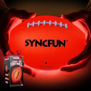 imageSYNCFUN Glow in The Dark Football for Boys Light Up Football for Night Outdoor Sports Games Red Glowing Ball Ball Accessories Gifts for Teen Boy Toys Ages 3 Old and Up