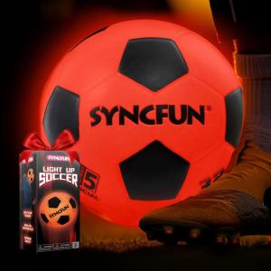 imageSYNCFUN Glow in The Dark Soccer Ball for Boys Light Up Soccer Night Sports Gear Gifts Games Red Glowing Ball Ball Accessories Gifts for Teen Boy Toys Ages 3 Old and Up