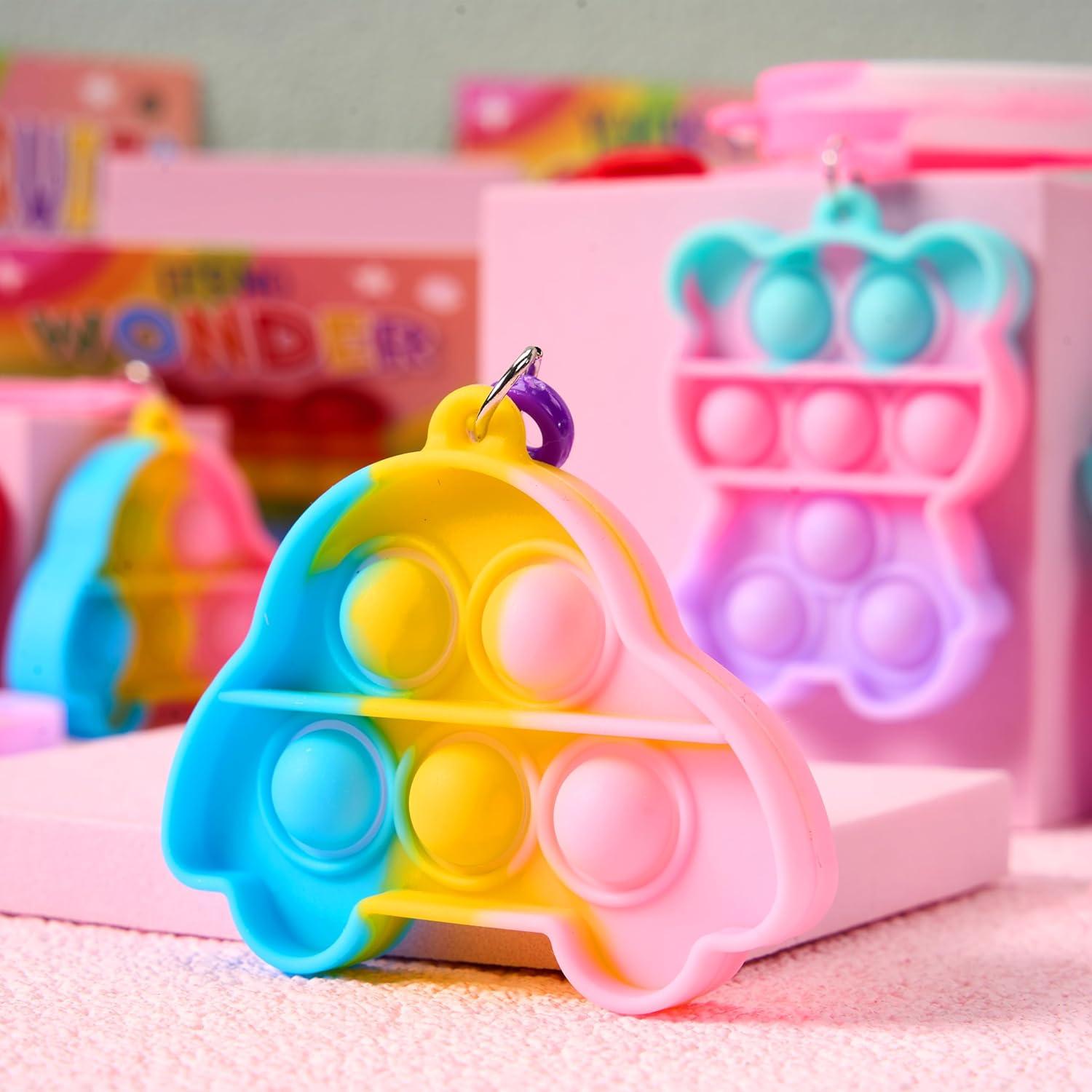 imageJOYIN 30 Packs 6 Design Gift Cards with Pop Bubble Keychains Mini Colored Pop Multi Shape Stress Relief Fidget Toys for Kids Party Favors and Classroom Gift ExchangeClassic Valentine Pop Bubble