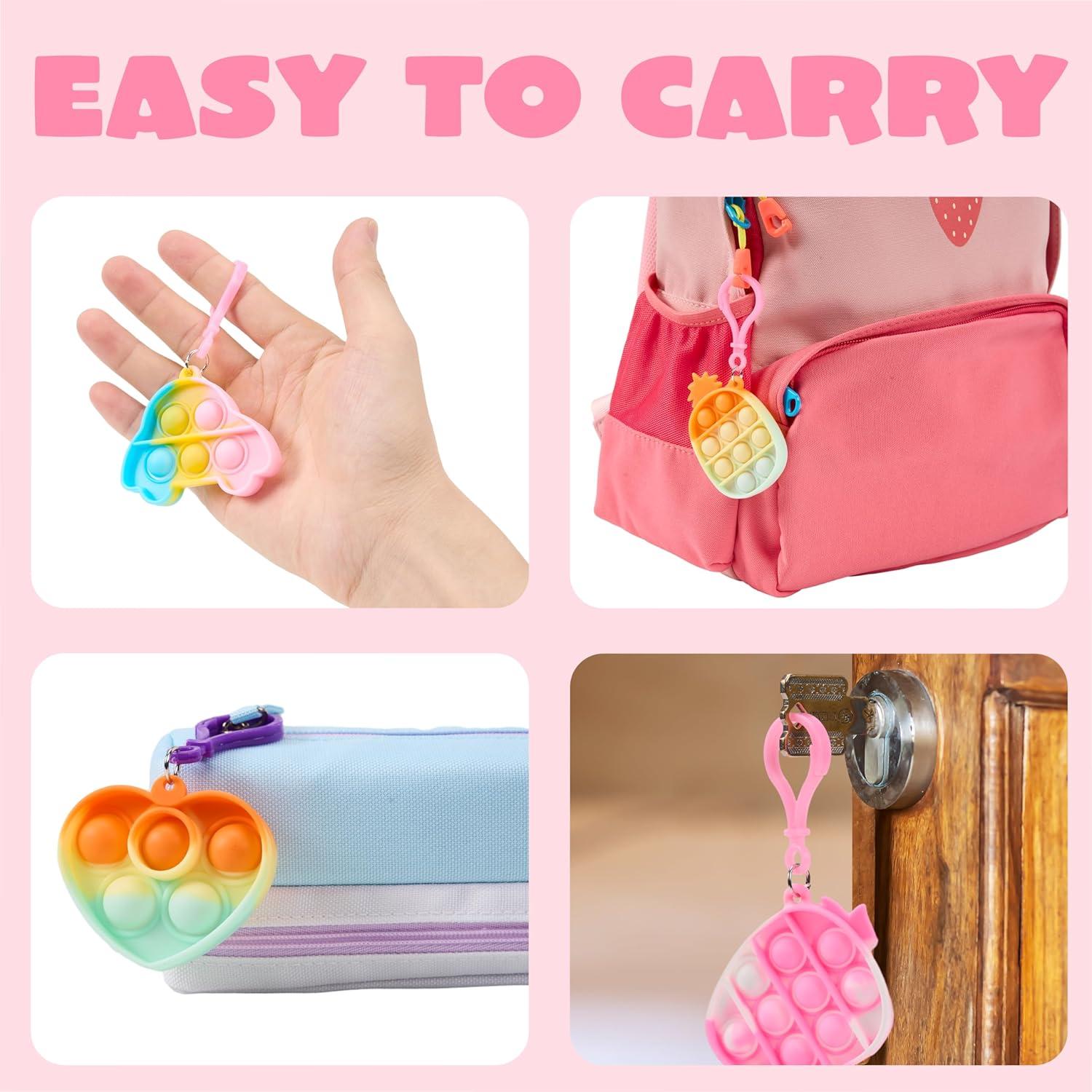 imageJOYIN 30 Packs 6 Design Gift Cards with Pop Bubble Keychains Mini Colored Pop Multi Shape Stress Relief Fidget Toys for Kids Party Favors and Classroom Gift ExchangeClassic Valentine Pop Bubble