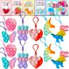 imageJOYIN 30 Packs 6 Design Gift Cards with Pop Bubble Keychains Mini Colored Pop Multi Shape Stress Relief Fidget Toys for Kids Party Favors and Classroom Gift ExchangeCute Valentine Pop Bubble