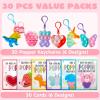 imageJOYIN 30 Packs 6 Design Gift Cards with Pop Bubble Keychains Mini Colored Pop Multi Shape Stress Relief Fidget Toys for Kids Party Favors and Classroom Gift ExchangeCute Valentine Pop Bubble