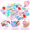 imageJOYIN 30 Packs Gift Cards with Heart Pop Bubble Keychain Mini Pop Squeeze Toys Stress Relief Fidget Toys for Kids Party Favors Classroom Exchange and Game Prizes