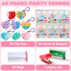 imageJOYIN 30 Packs Gift Cards with Heart Pop Bubble Keychain Mini Pop Squeeze Toys Stress Relief Fidget Toys for Kids Party Favors Classroom Exchange and Game Prizes