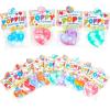 imageJOYIN 30 Packs Gift Cards with Heart Pop Bubble Keychain Mini Pop Squeeze Toys Stress Relief Fidget Toys for Kids Party Favors Classroom Exchange and Game Prizes