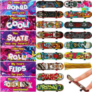 imageJOYIN 30 Packs Valentines Day Mini Finger Skateboards with Cards Classroom Exchange Gift for Kids Kids Toys Party Favor Classroom and Holiday Reward Prizes