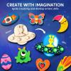 imageJOYIN 12 Glow in The Dark Wooden Magnets for Kids Paint Your Own Arts and Crafts Painting Kit Halloween Crafts Birthday Parties and Family Crafts Gift Party Favors for Boys Girls Ages 3Glow in Space