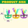 imageJOYIN 12 Pcs Mardi Gras Feather Masks Carnival Masquerade Masks Bulk Mardi Gras Costume Dress Up Accessories for Women Men Outfit