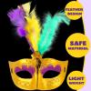 imageJOYIN 12 Pcs Mardi Gras Feather Masks Carnival Masquerade Masks Bulk Mardi Gras Costume Dress Up Accessories for Women Men Outfit
