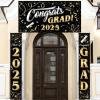 imageJOYIN 3 Pcs Graduation Decorations Class of 2025 Large Graduaiton Banners Set Gold ampamp Black Congrats Grad Party Backdrop and Banner Hanging Porch Supplies for College Graduation IndoorOutdoor DecorBlack