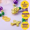 imageJOYIN 3 Pcs Mardi Gras Jumbo Bead Necklaces with Pendan Large Gold Green Purple Necklaces Beads for Mardi Gras Parade Decorations Party Favors Supplies Costume Outfit Accessories