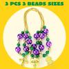 imageJOYIN 3 Pcs Mardi Gras Jumbo Bead Necklaces with Pendan Large Gold Green Purple Necklaces Beads for Mardi Gras Parade Decorations Party Favors Supplies Costume Outfit Accessories
