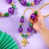 imageJOYIN 3 Pcs Mardi Gras Jumbo Bead Necklaces with Pendan Large Gold Green Purple Necklaces Beads for Mardi Gras Parade Decorations Party Favors Supplies Costume Outfit Accessories