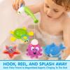 imageJOYIN Bath Fishing Toy Set for Toddlers  Magnetic Toy with Fishing Rod Spinning Octopus and Starfish Windup Shark and Turtle  Sensory Development for Infants