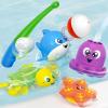 imageJOYIN Bath Fishing Toy Set for Toddlers  Magnetic Toy with Fishing Rod Spinning Octopus and Starfish Windup Shark and Turtle  Sensory Development for Infants
