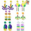 imageJOYIN 12 Pcs Mardi Gras Colorful Earrings Set Gold Green Purple Fleur Mask Crown Earrings for Women Costume Accessories Favors