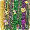 imageJOYIN 120 Pcs Mardi Gras Bead Necklaces with Pendant Assorted Gold Green Purple Metallic Bead Necklaces Set for Mardi Gras Party Favor Decorations Colorful Necklace for Dress Up Costumes Supplies