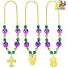 imageJOYIN 3 Pcs Mardi Gras Jumbo Bead Necklaces with Pendan Large Gold Green Purple Necklaces Beads for Mardi Gras Parade Decorations Party Favors Supplies Costume Outfit Accessories