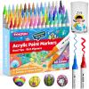 imageSYNCFUN 24 PCS Acrylic Paint Markers Dual Tip Waterproof Pen with Brush and Bullet Tip for Paper Window Fabric Canvas Rock Wood Glass Metal Ceramic NonWashable Art Supplies DIY Crafts60