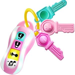 imageJOYIN Baby Car Keys Teether  Toddlers Sensory Learning Toy wMusic ampamp Lights  Musical Toys for Travel  Birthday Gifts for Baby Age 10 MonthsPink