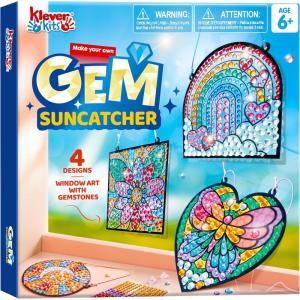 imageKlever Kits 4PCS Window Art 2in1 Gems and Gels Suncatcher 2 Ways to Play Diamond and Gels Arts ampamp Crafts Toys for Boys Girls Christmas Birthday Gifts for Kids Age 6 and UpGarden