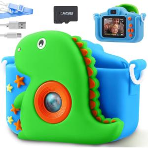 imageSYNCFUN Kids Camera Birthday Gifts for Girls 3 4 5 6 7 8 Year Old Unicorn Toys Selfie Toddler Toy 1080P HD Selfie Digital Video Camera with 32GB SD Card UnicornDinosaur Camera