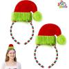 imageJOYIN 2 Pcs Christmas Elf Hat Headbands Xmas Elf Furry Hat Headbands with Red ampamp Green Fabricwrapped Christmas Headdress for Adults and Children Parties Roleplaying Photo Props